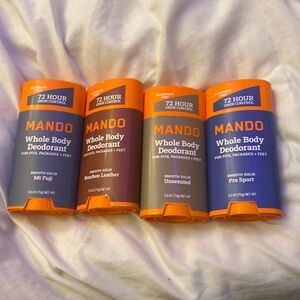 Bundle of 4pak!Mando whole body deodorant, 2.6oz.smooth solid 4different smells
